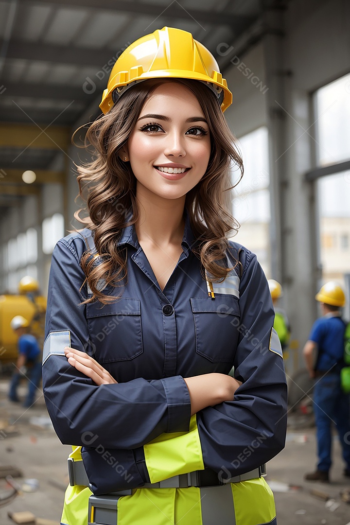 Mulher asiática confiança ação posando construtor