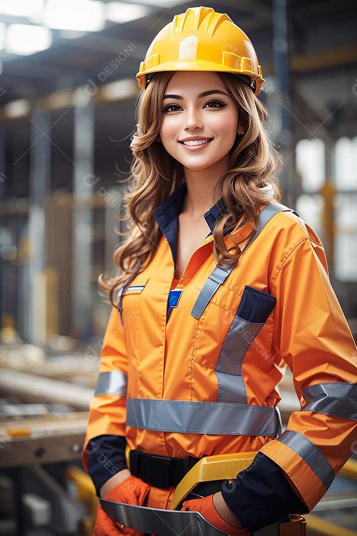 Mulher asiática confiança ação posando construtor