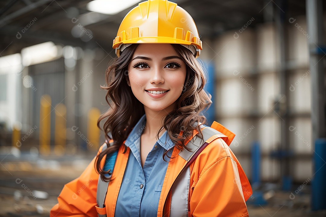 Mulher asiática confiança ação posando construtor