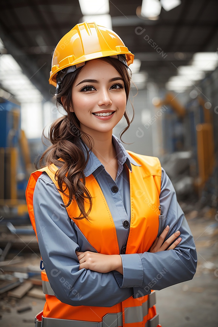 Mulher confiança ação posando construtor sorrindo