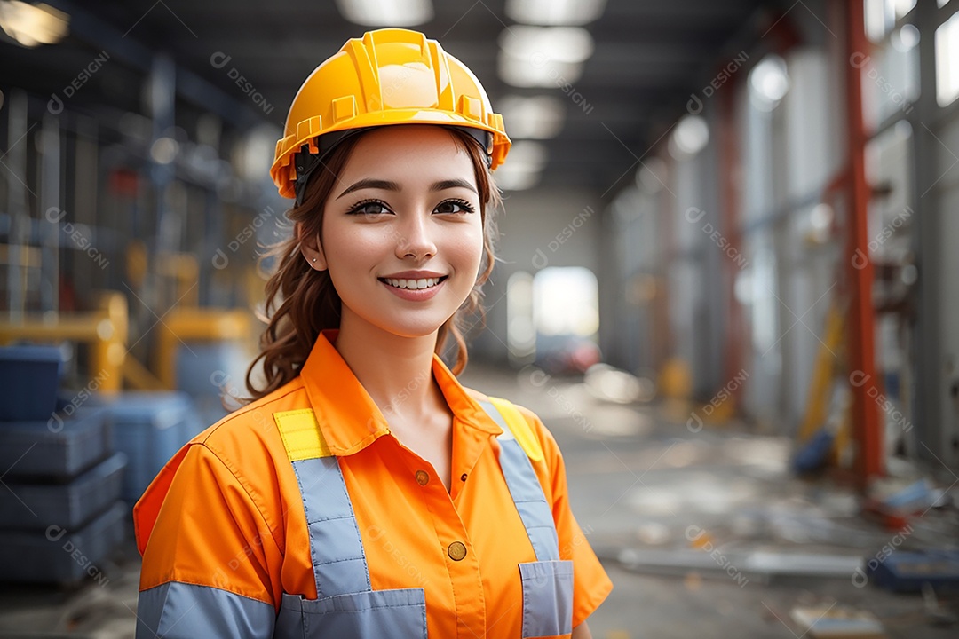 Mulher confiança ação posando construtor sorrindo