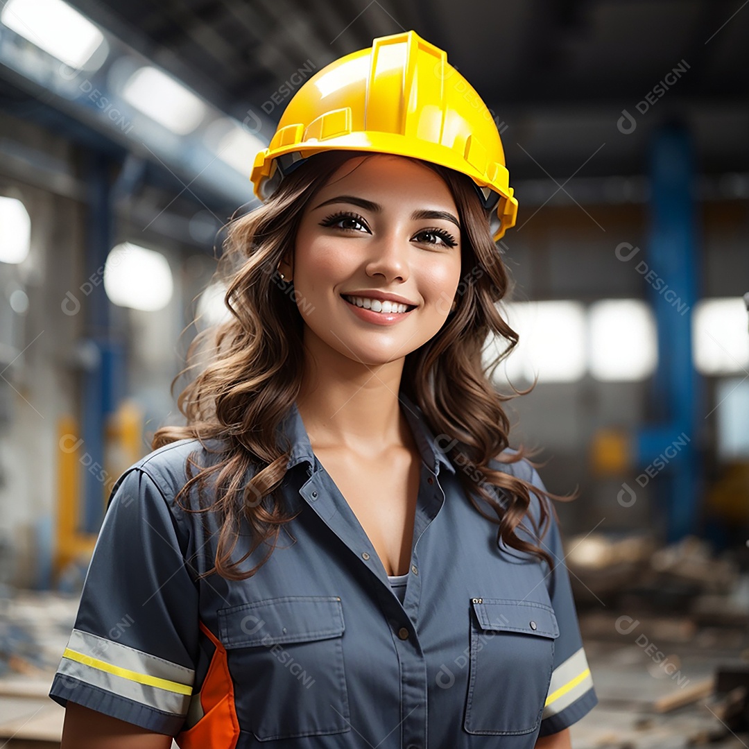 Mulher confiança ação posando construtor sorrindo