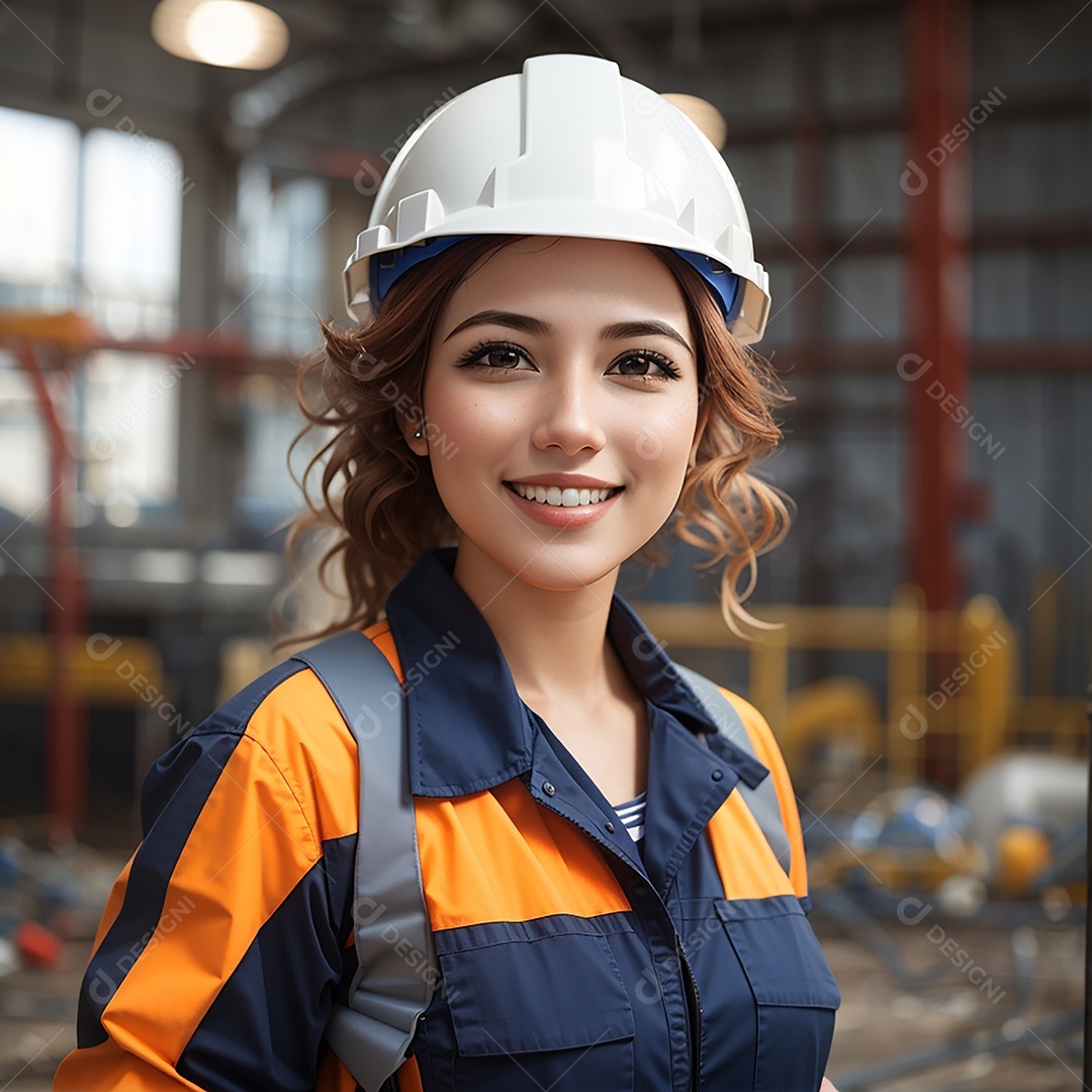 Mulher confiança ação posando construtor sorrindo