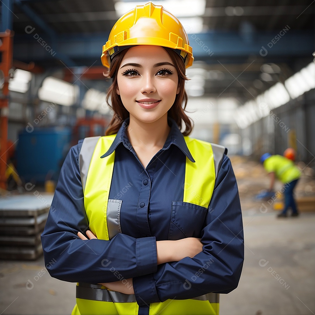 Mulher confiança ação posando construtor sorrindo