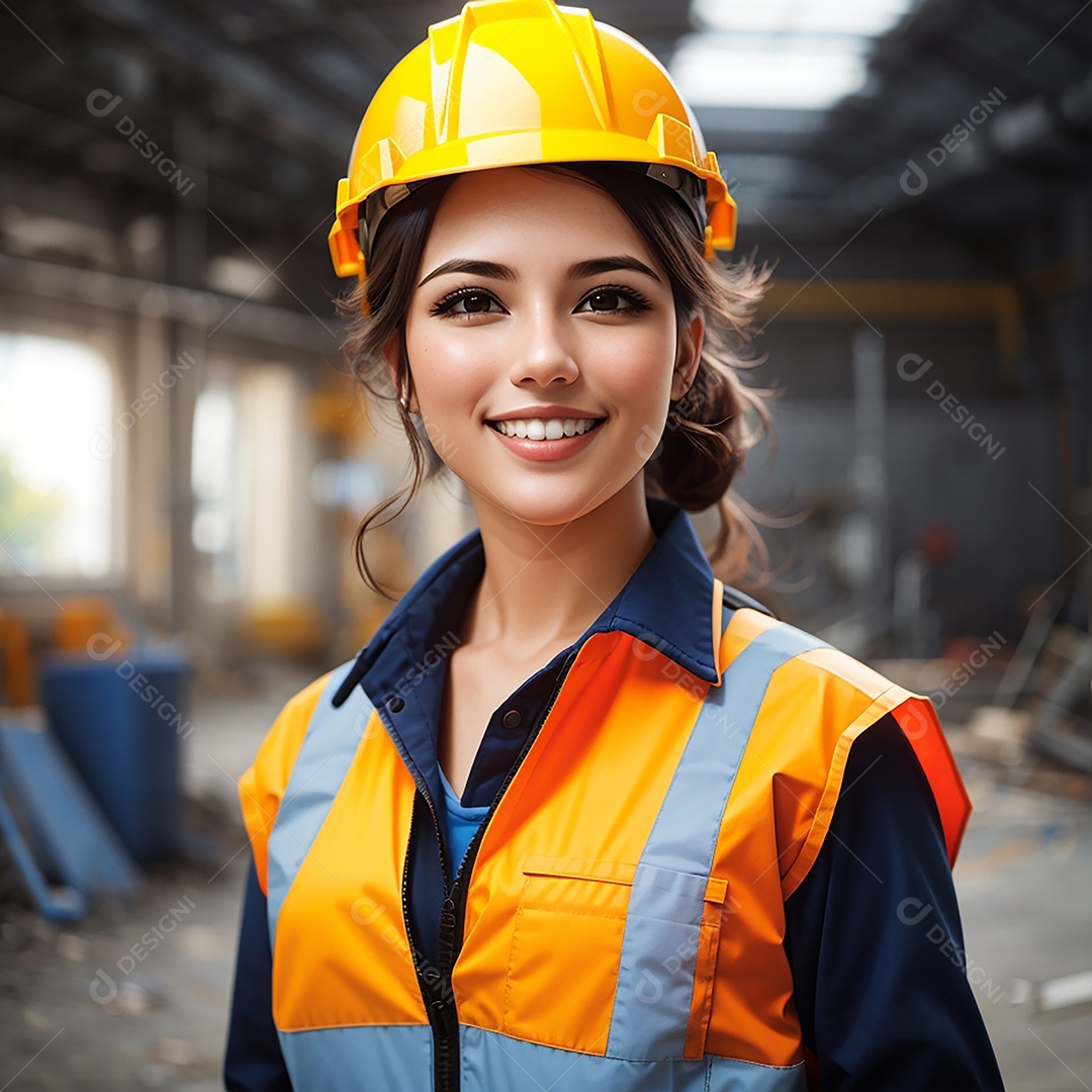 Mulher confiança ação posando construtor sorrindo
