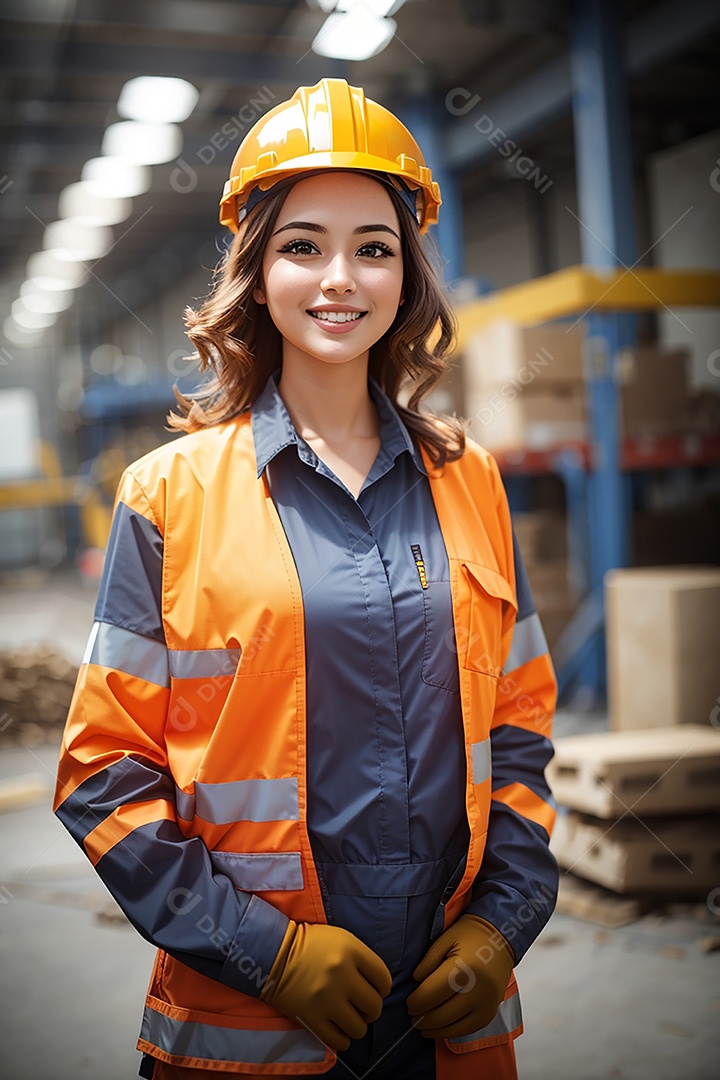 Mulher confiança ação posando construtor sorrindo