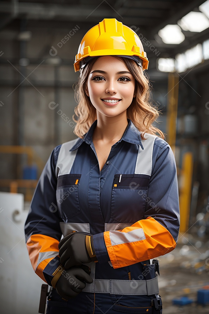 Mulher confiança ação posando construtor sorrindo
