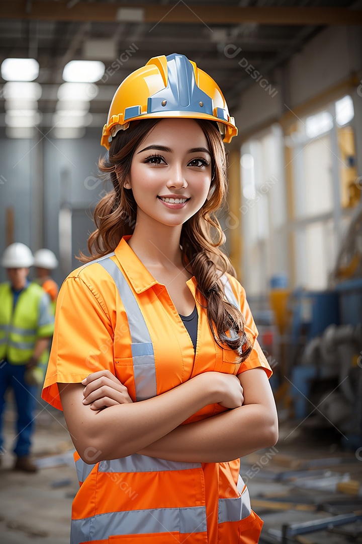Mulher confiança ação posando construtor sorrindo