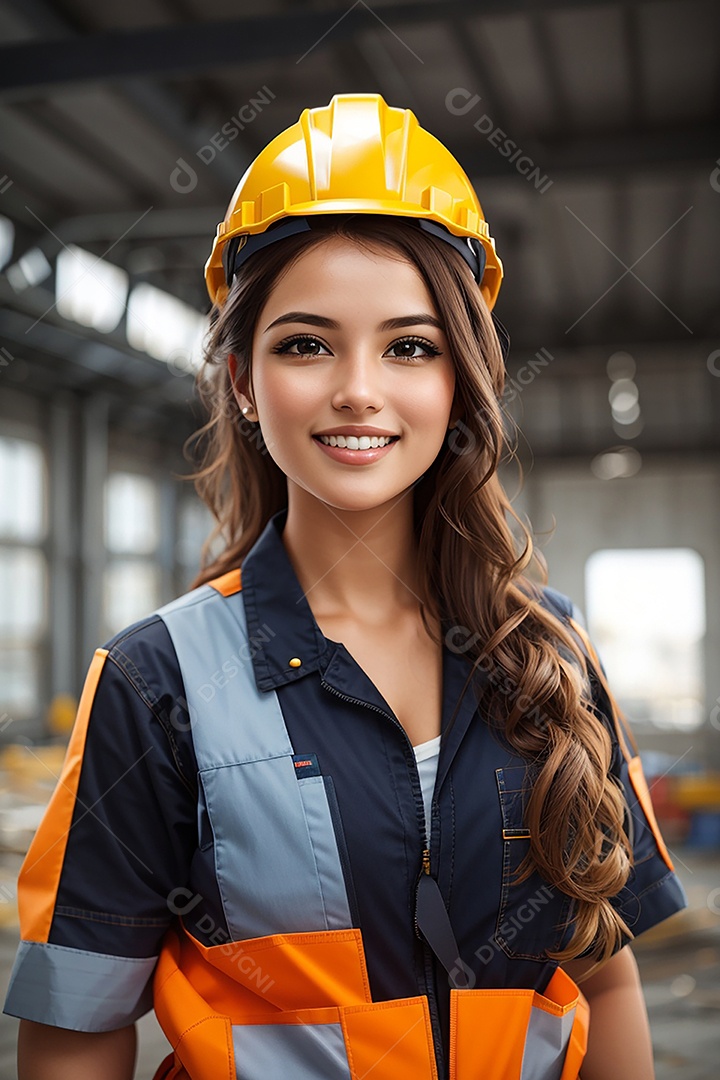 Mulher confiança ação posando construtor sorrindo