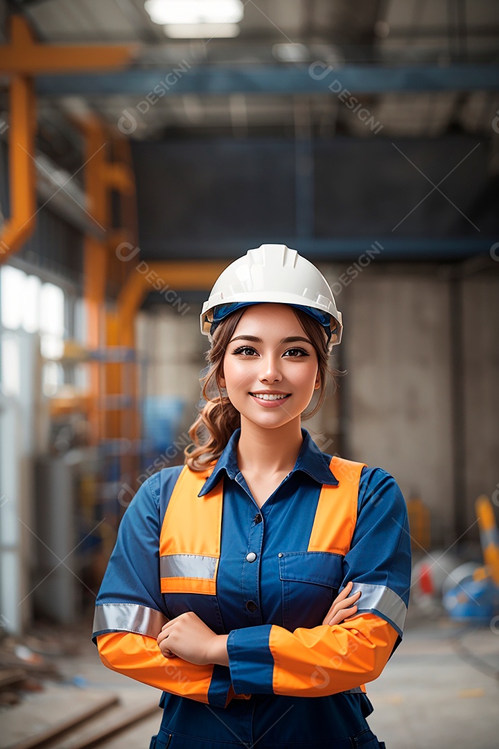 Mulher confiança ação posando construtor sorrindo
