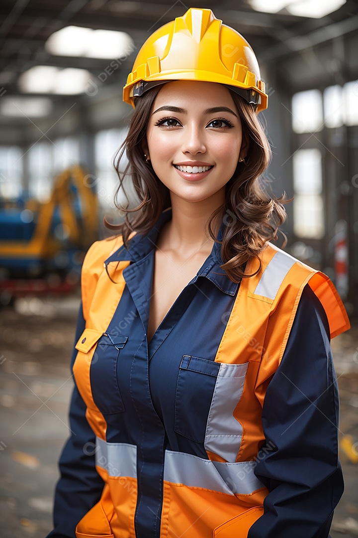 Mulher confiança ação posando construtor sorrindo