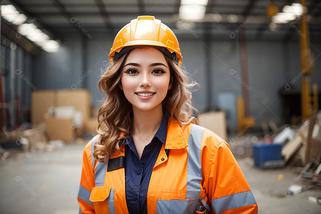 Mulher confiança ação posando construtor sorrindo