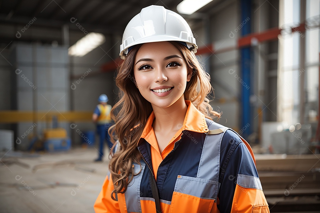 Mulher confiança ação posando construtor sorrindo