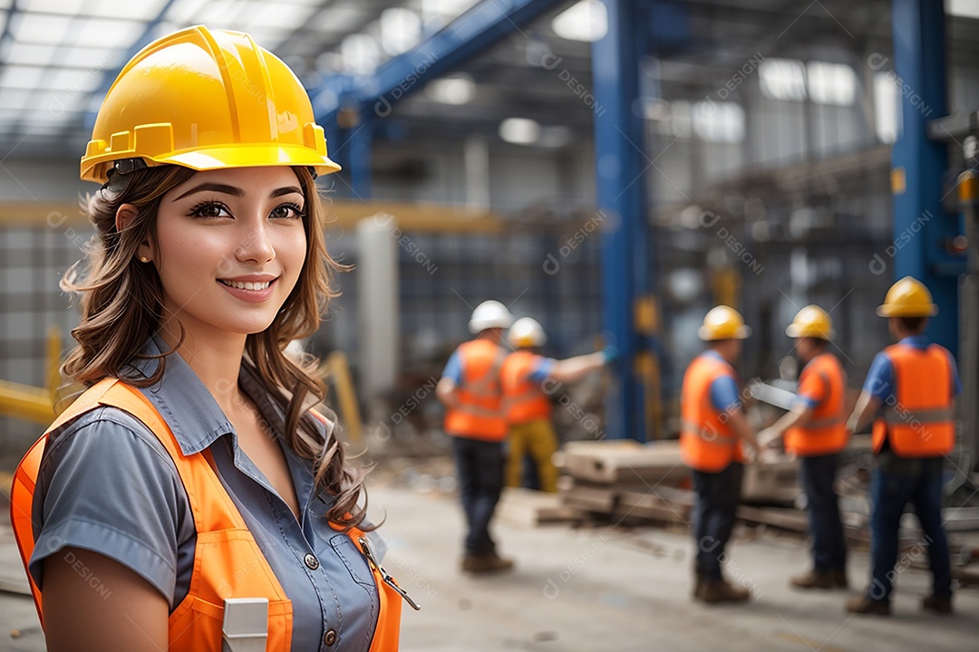 Mulher confiança ação posando construtor sorrindo