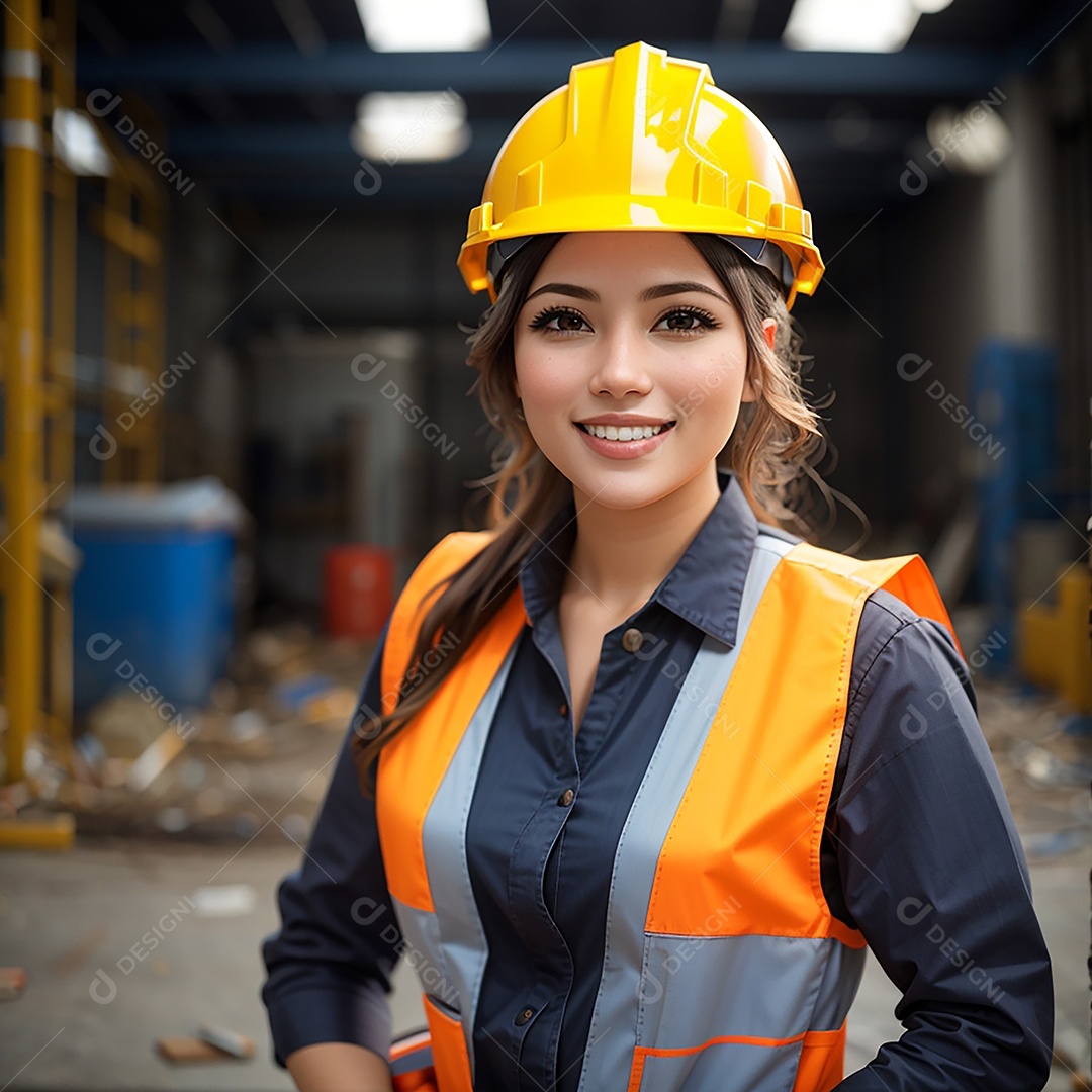 Mulher confiança ação posando construtor sorrindo