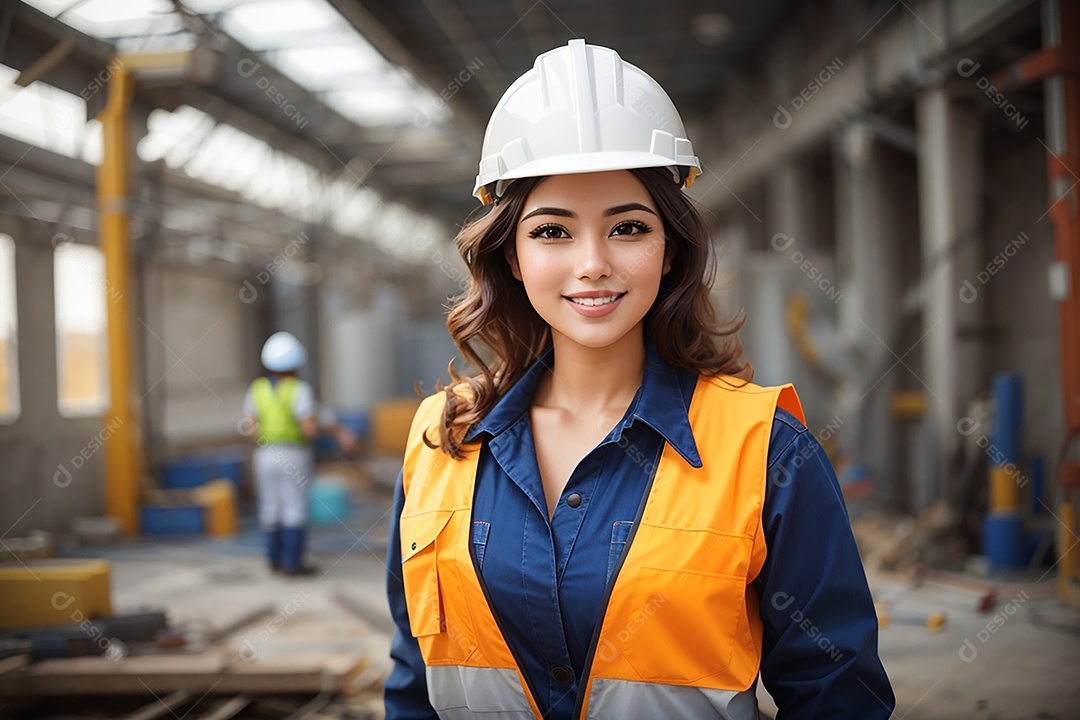 Mulher confiança ação posando construtor sorrindo