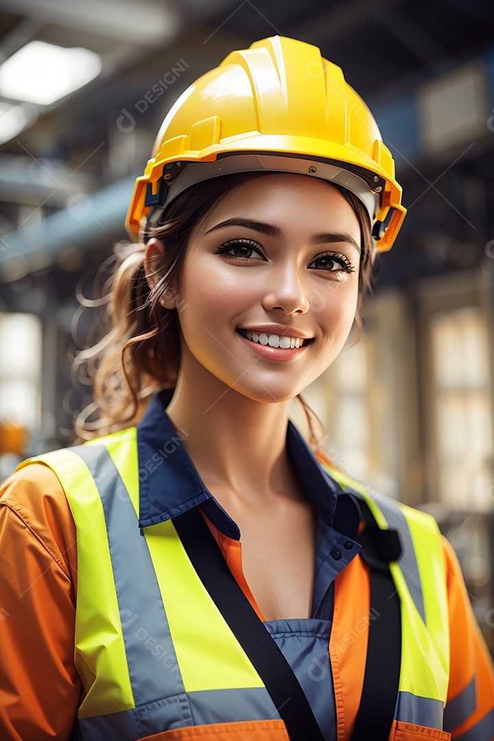 Mulher confiança ação posando construtor sorrindo