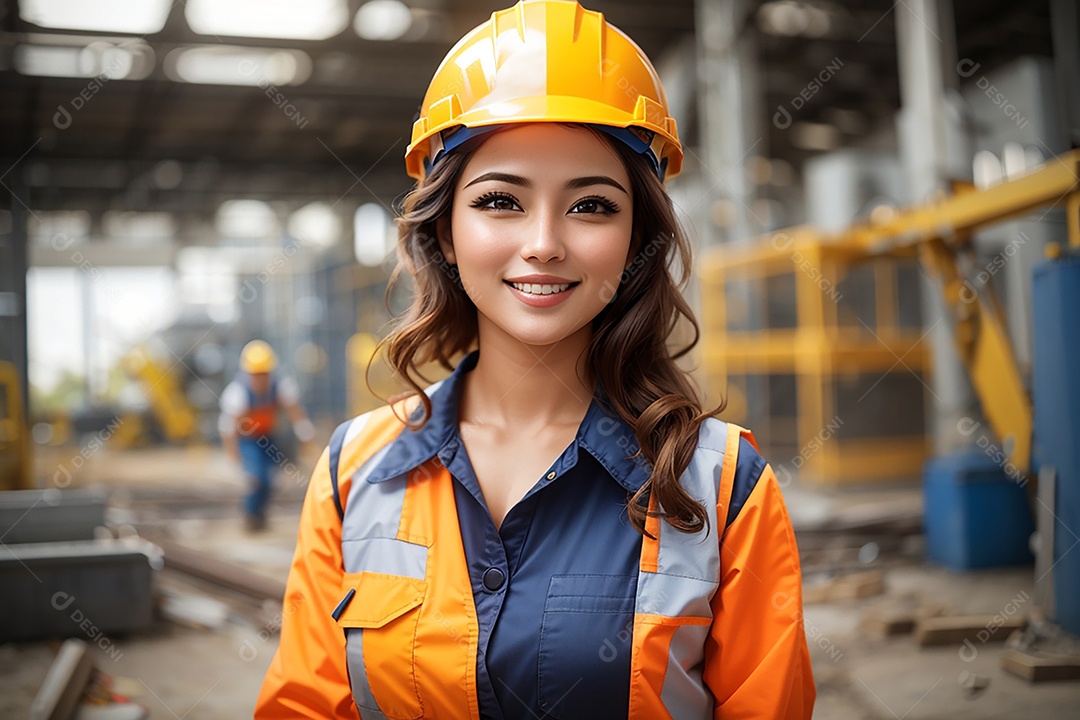Homem asiático confiança ação posando construtor sorriso