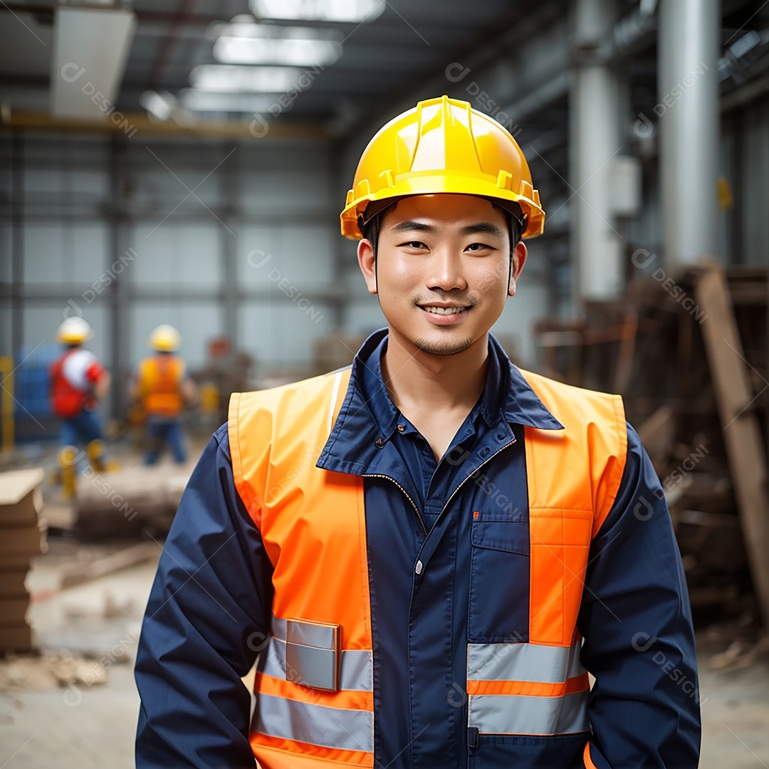 Homem confiança ação posando construtor sorrindo