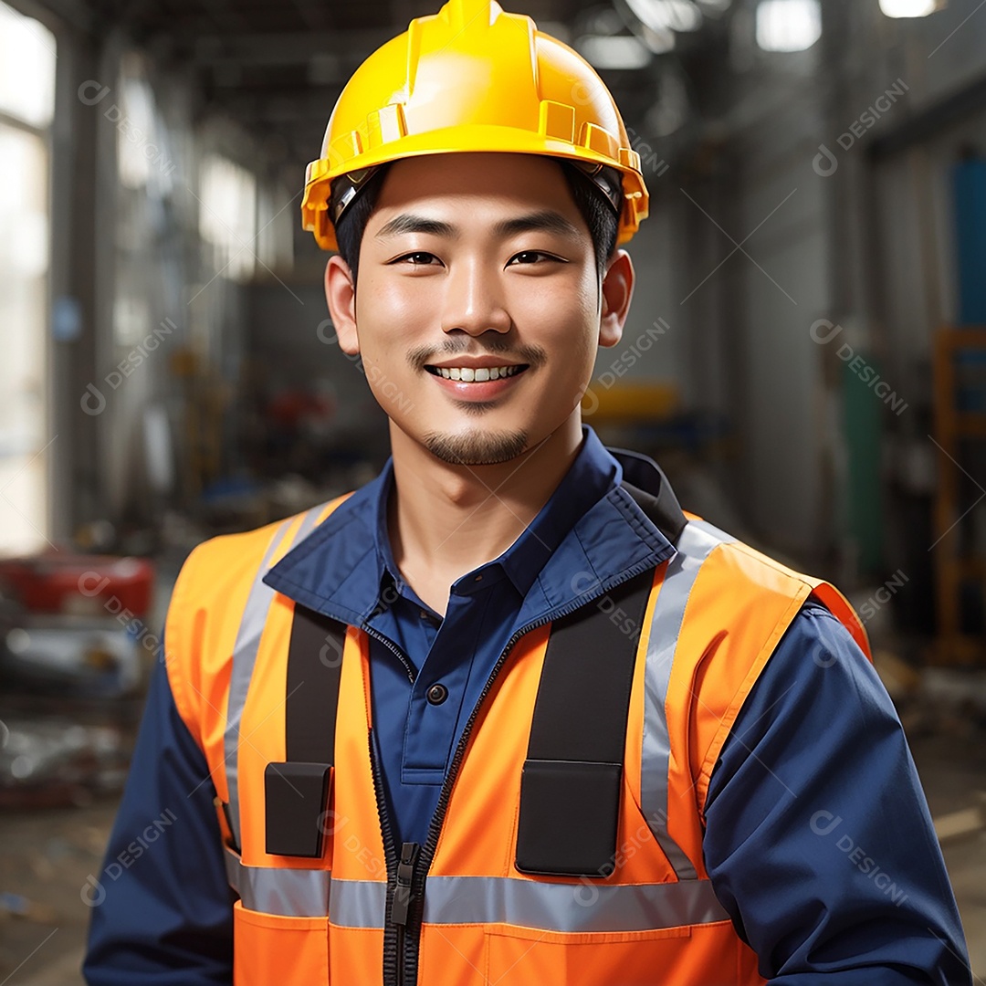 Homem confiança ação posando construtor sorrindo