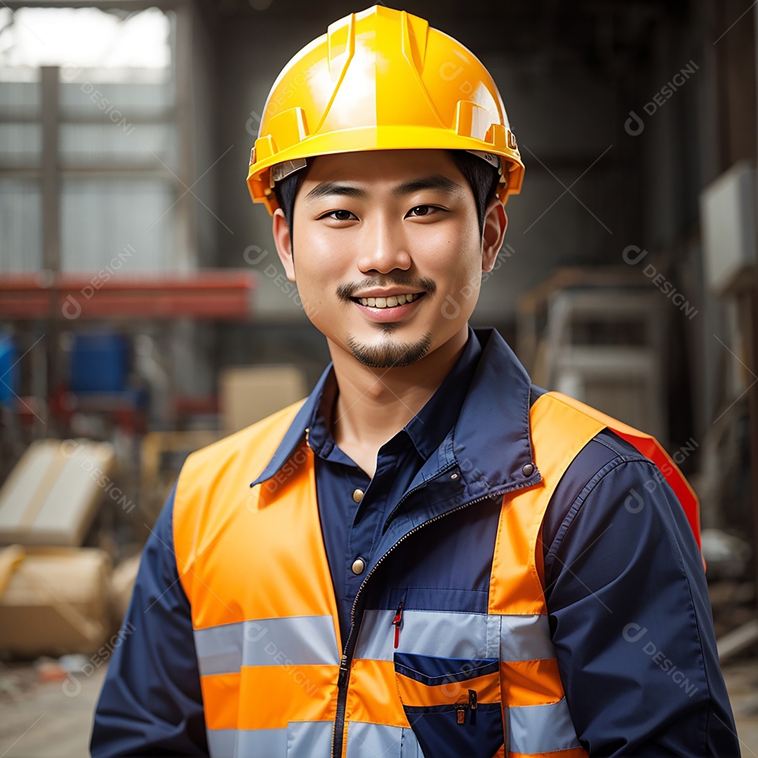 Homem confiança ação posando construtor sorrindo