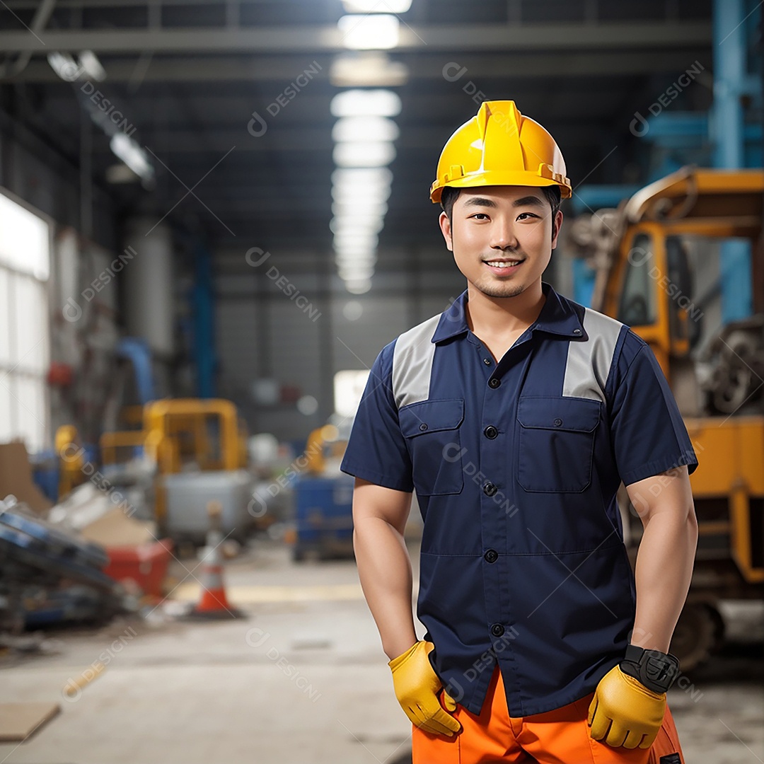 Homem confiança ação posando construtor sorrindo