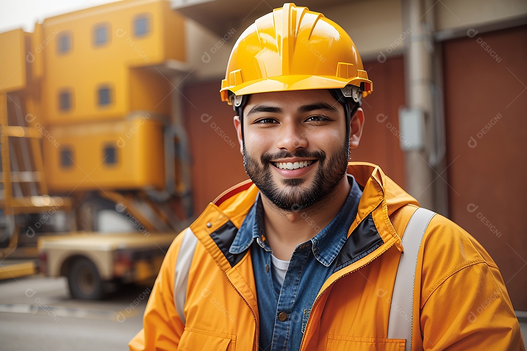 Homem confiança ação posando construtor sorrindo