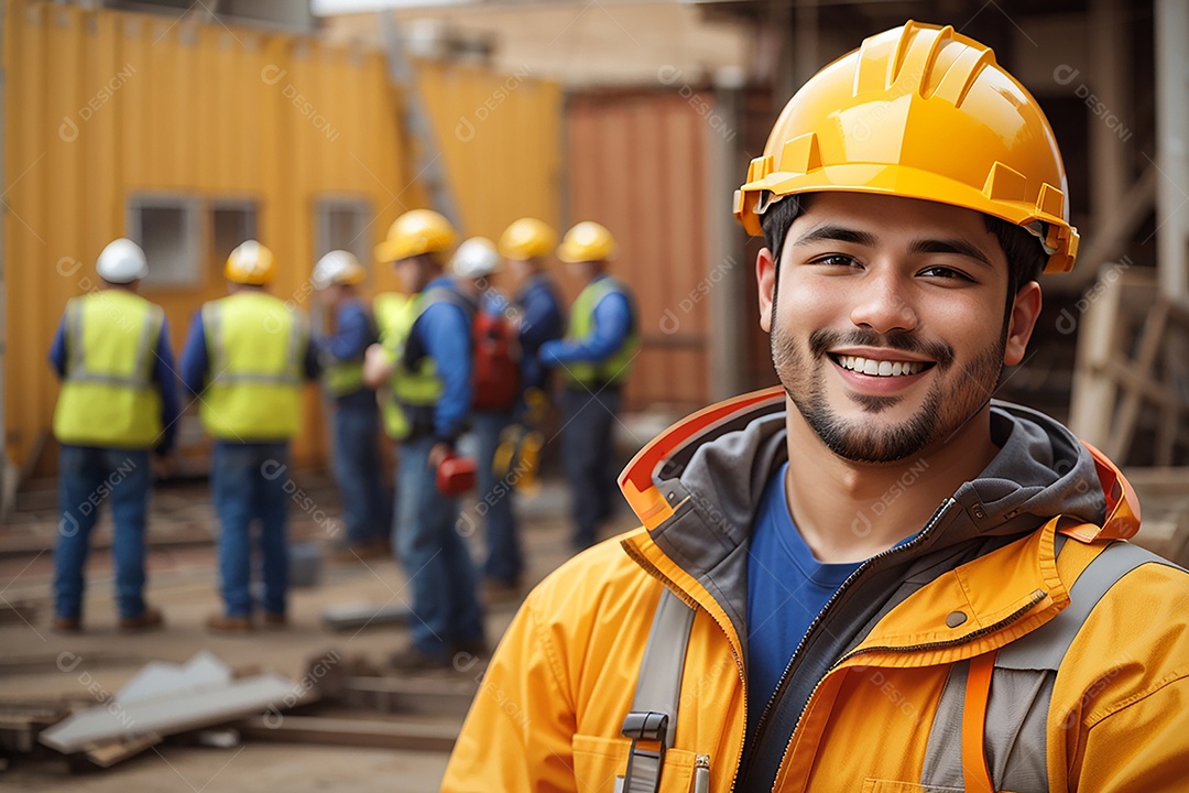 Homem confiança ação posando construtor sorrindo