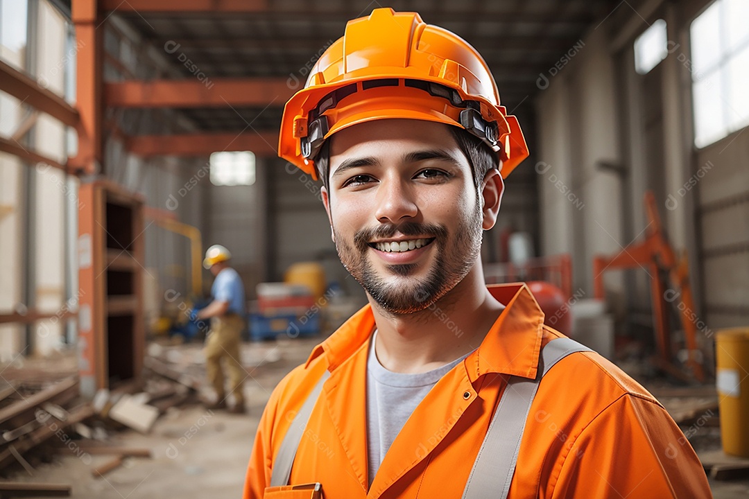 Homem confiança ação posando construtor sorrindo