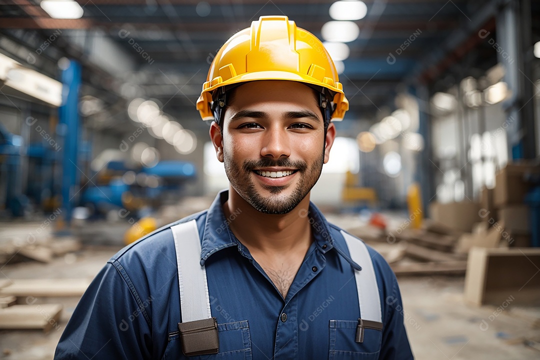 Homem confiança ação posando construtor sorrindo
