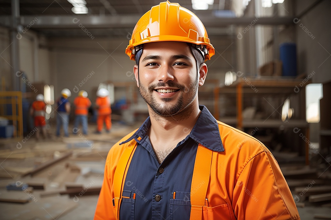 Homem confiança ação posando construtor sorrindo