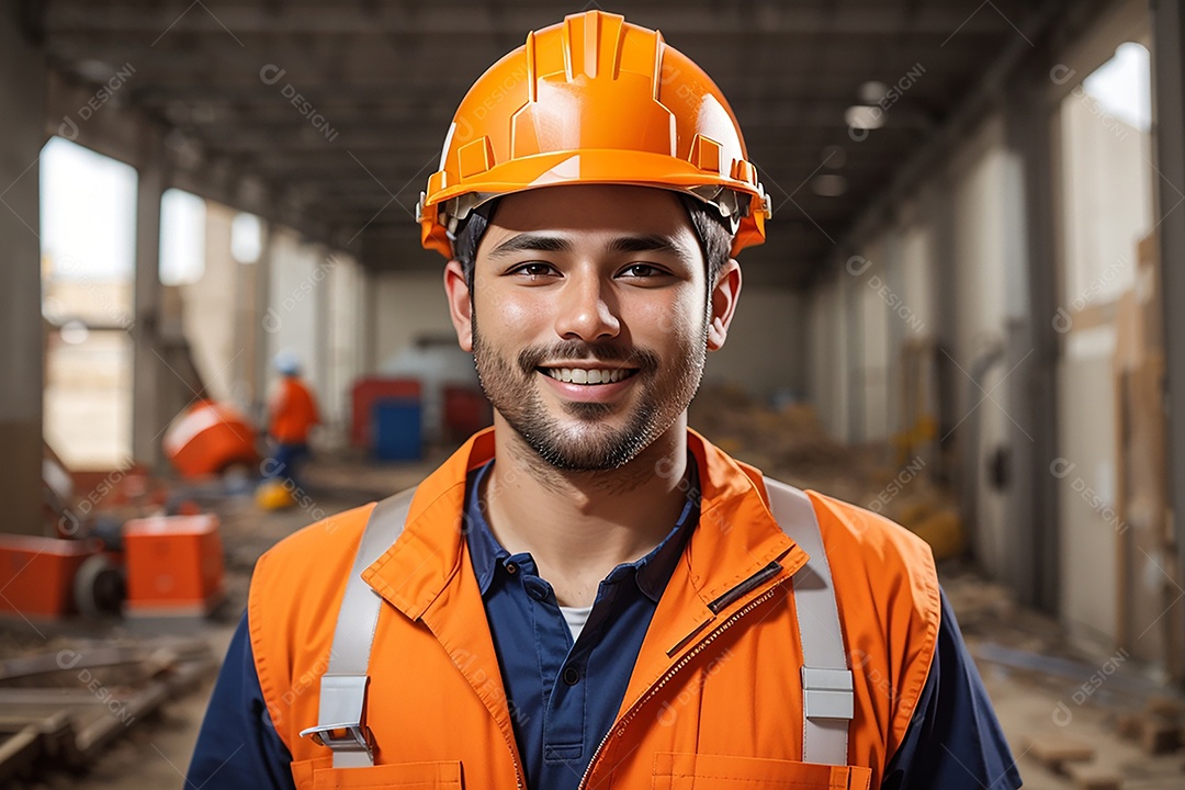 Homem confiança ação posando construtor sorrindo