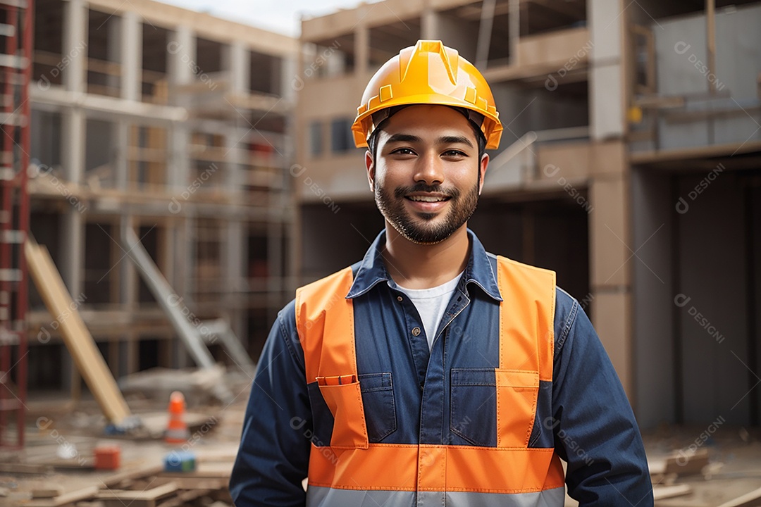 Homem confiança ação posando construtor sorrindo