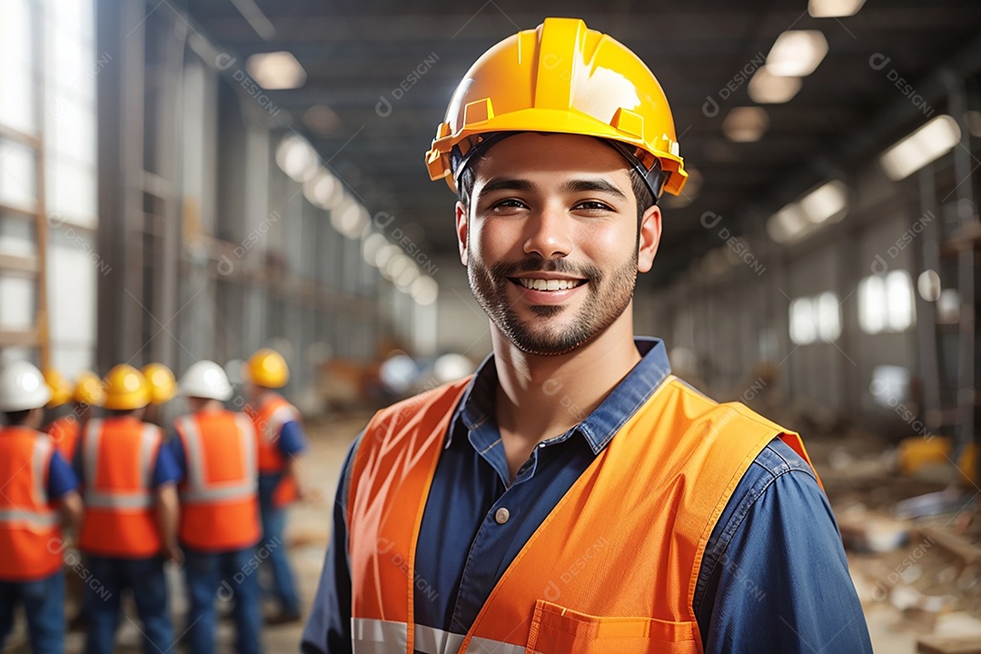 Homem confiança ação posando construtor sorrindo