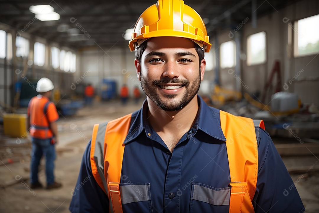 Homem confiança ação posando construtor sorrindo
