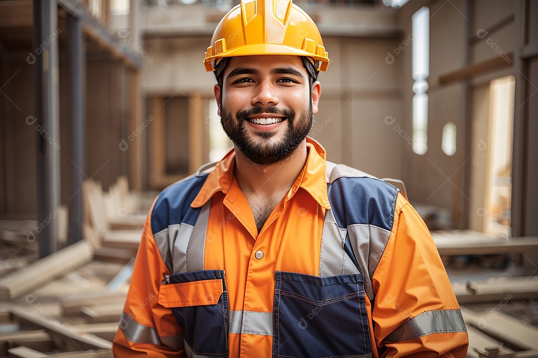 Homem confiança ação posando construtor sorrindo