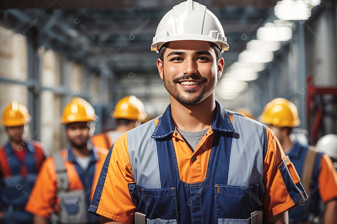 Homem confiança ação posando construtor sorrindo