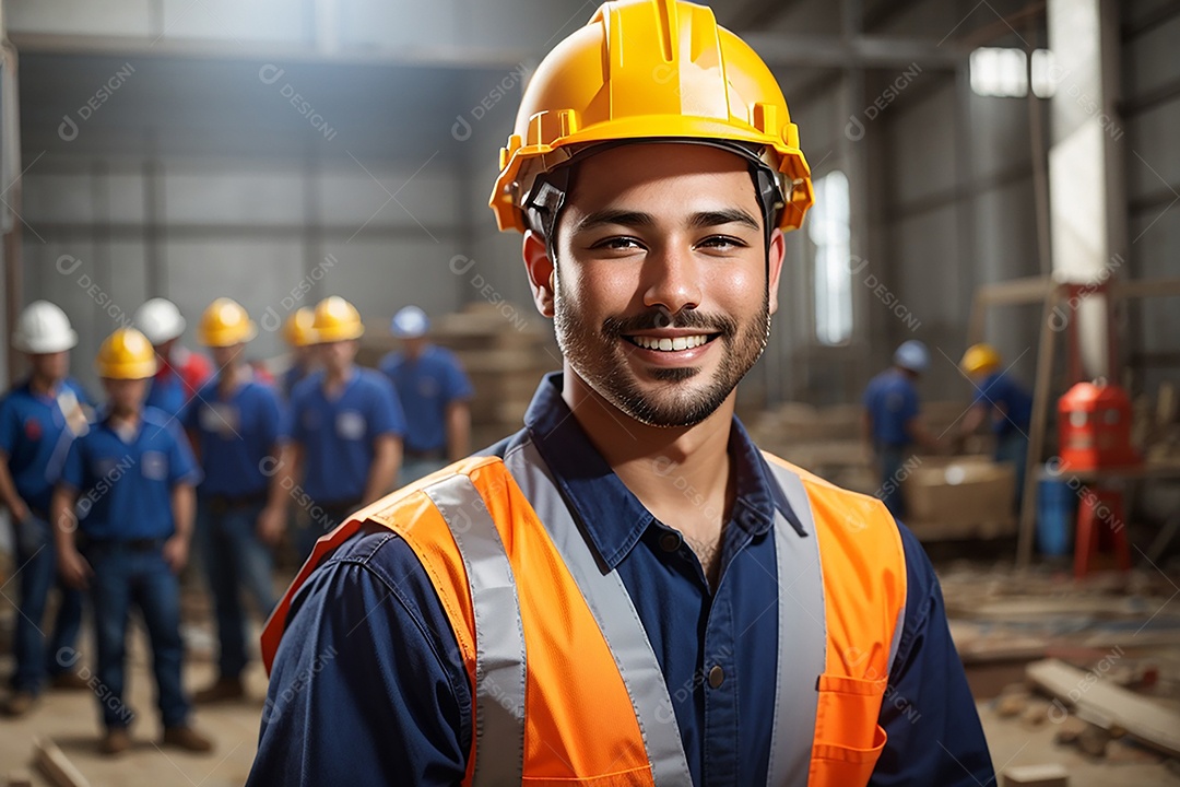 Homem confiança ação posando construtor sorrindo