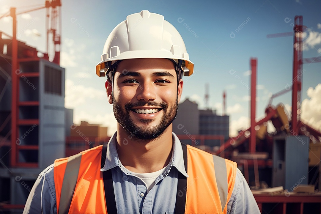 Homem confiança ação posando construtor sorrindo