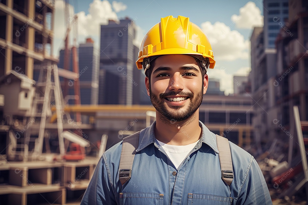 Homem confiança ação posando construtor sorrindo