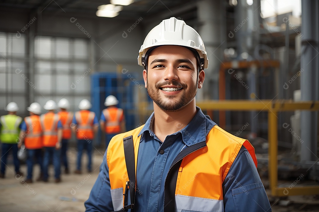 Homem confiança ação posando construtor sorrindo