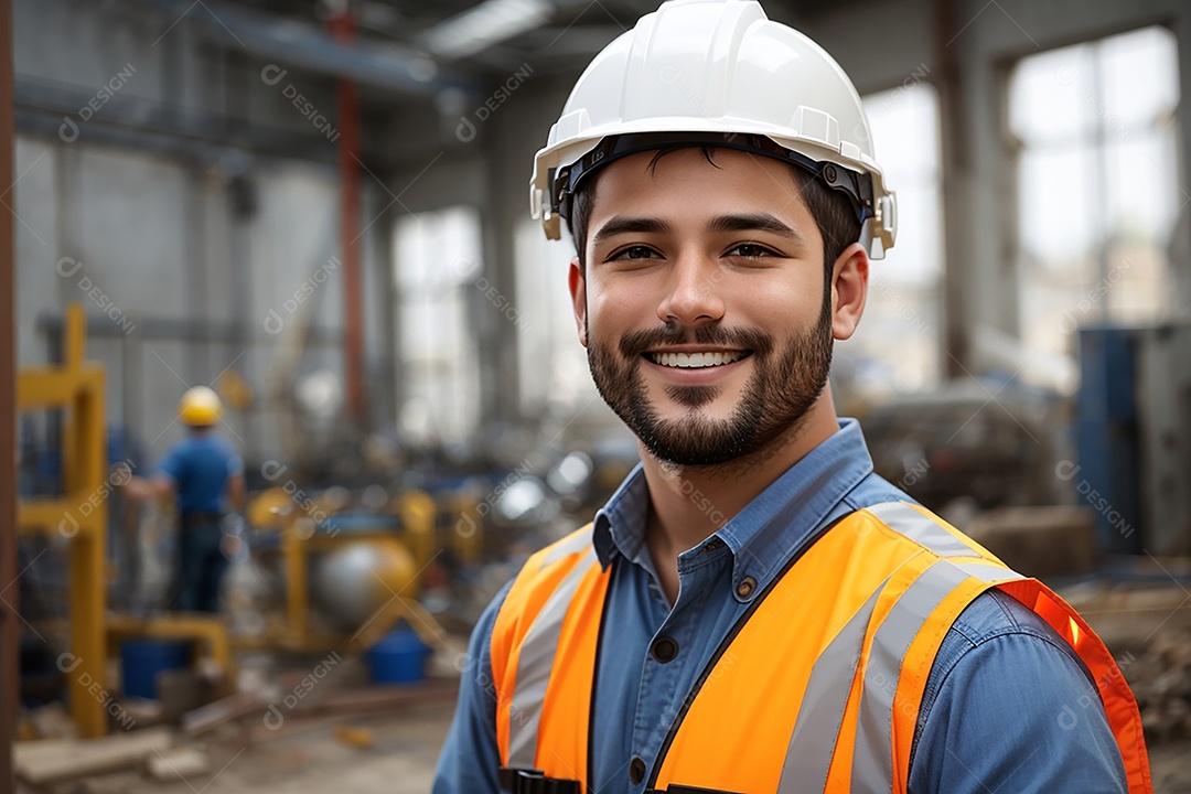 Homem confiança ação posando construtor sorrindo