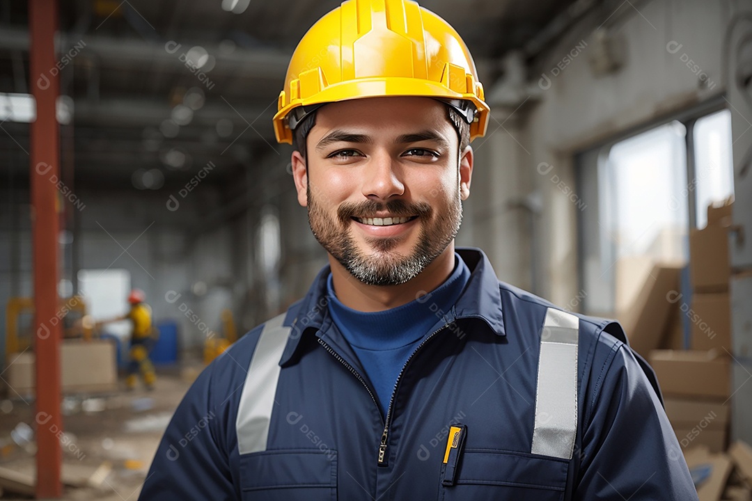 Homem confiança ação posando construtor sorrindo