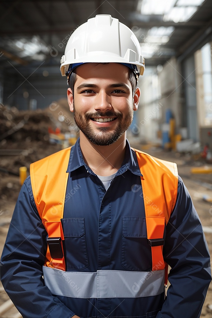 Homem confiança ação posando construtor sorrindo