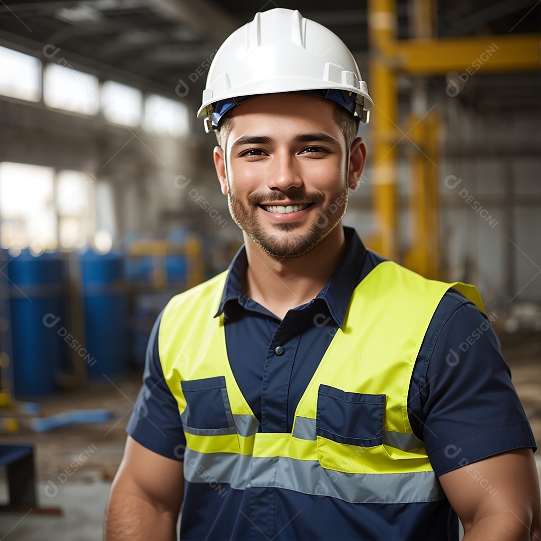 Homem confiança ação posando construtor sorrindo