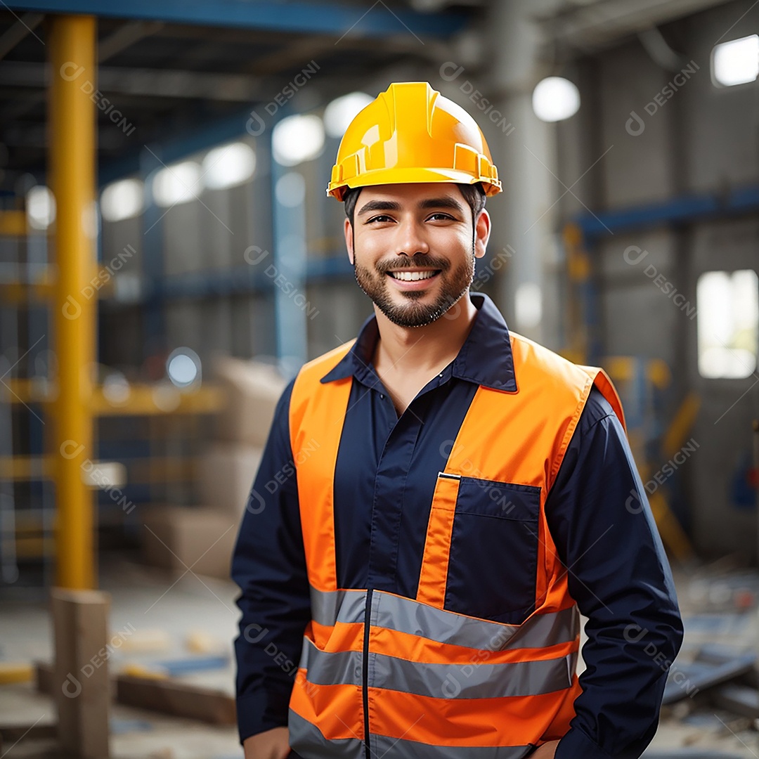 Homem confiança ação posando construtor sorrindo