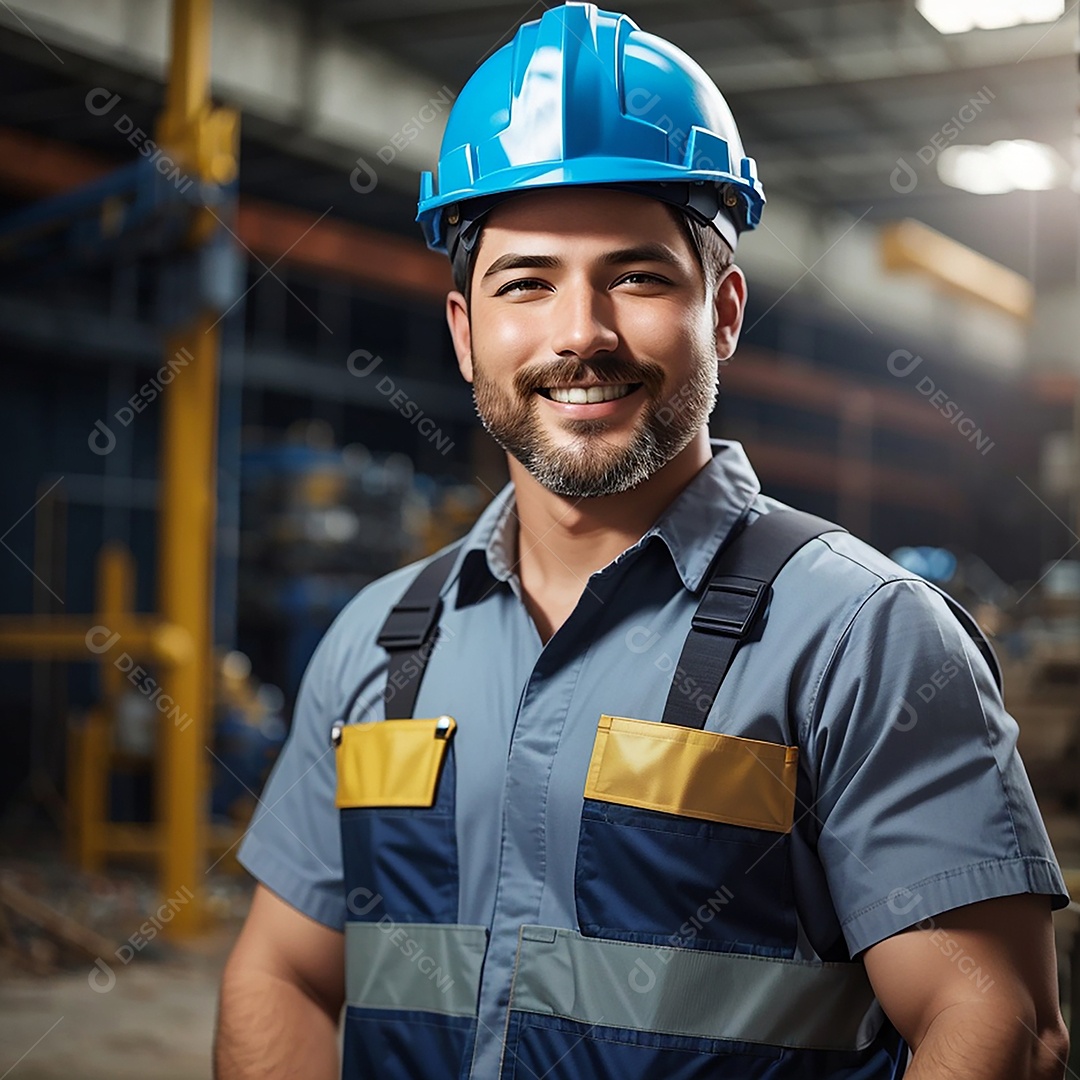 Homem confiança ação posando construtor sorrindo