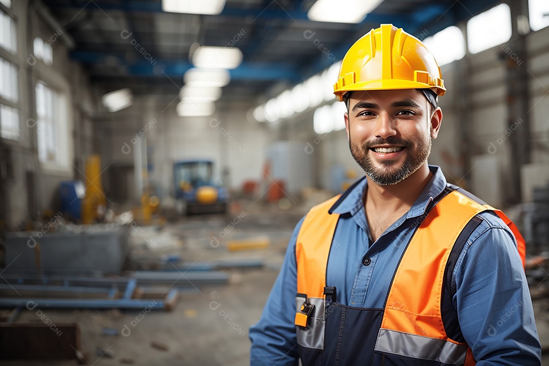 Homem confiança ação posando construtor sorrindo