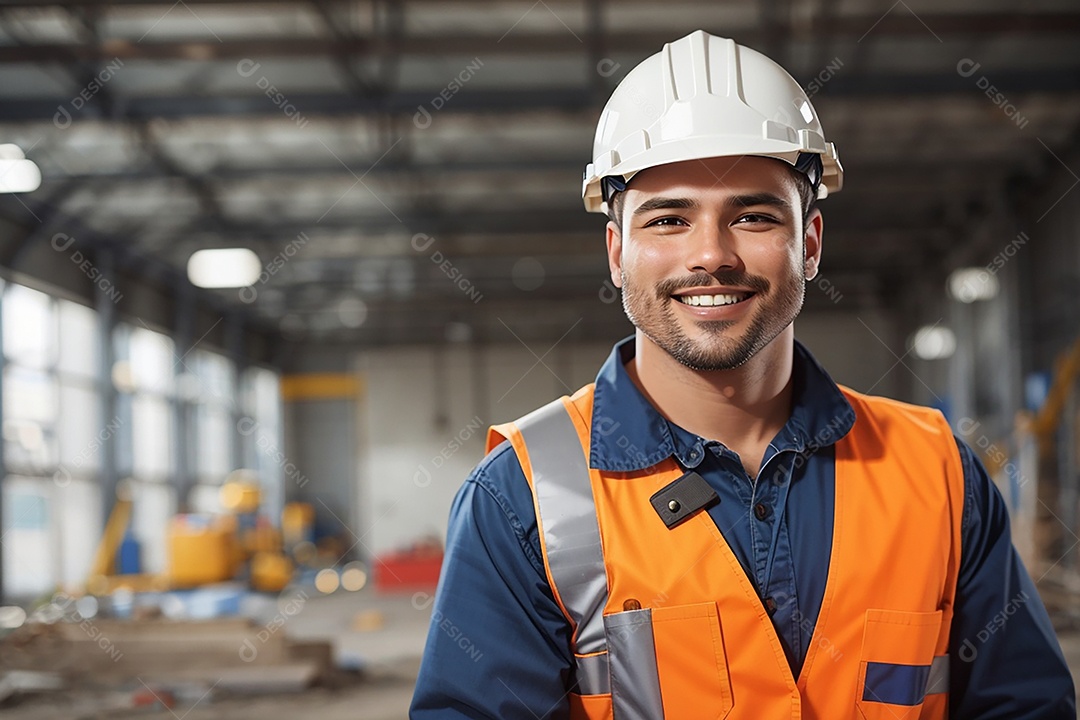 Homem confiança ação posando construtor sorrindo