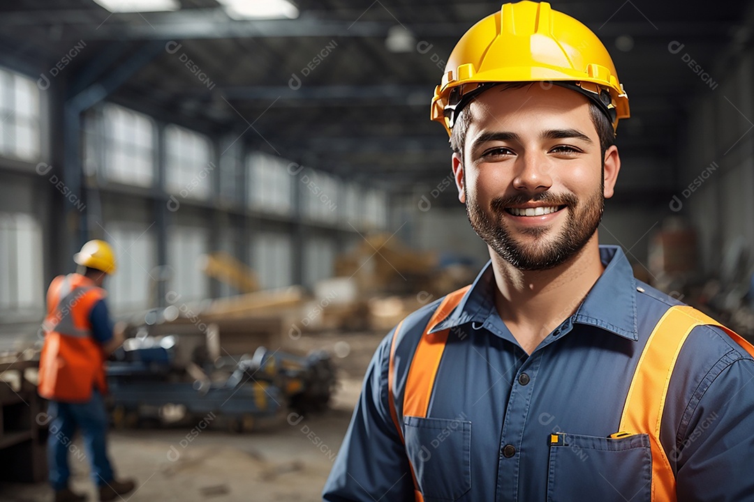 Homem confiança ação posando construtor sorrindo